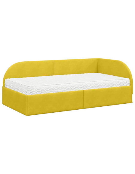 Struttura Letto Angolare con Materasso 2 pcs Giallo Velluto