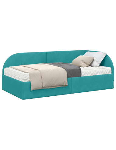 Struttura Letto Angolare con Materasso 2 pcs Turchese Velluto