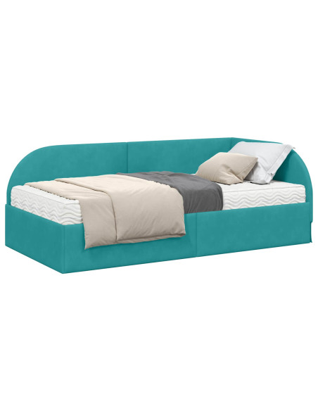 Struttura Letto Angolare con Materasso 2 pcs Turchese Velluto