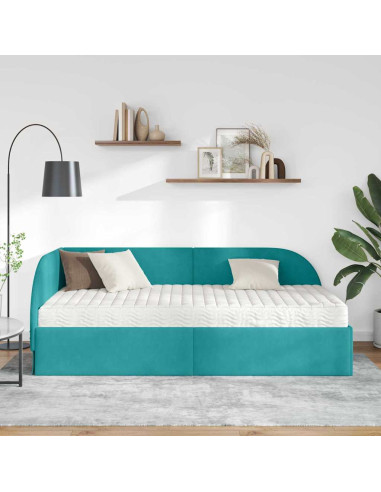 Struttura Letto Angolare con Materasso 2 pcs Turchese Velluto