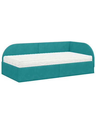 Struttura Letto Angolare con Materasso 2 pcs Turchese Velluto