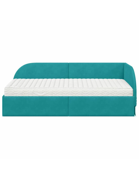 Struttura Letto Angolare con Materasso 2 pcs Turchese Velluto