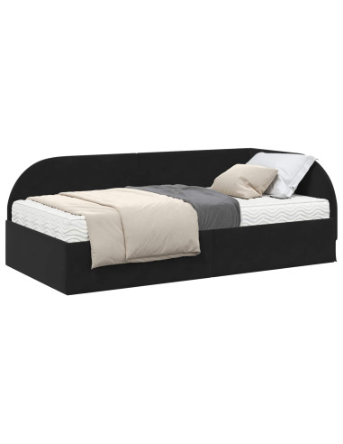 Struttura Letto Angolare con Materasso 2 pcs Nero Velluto