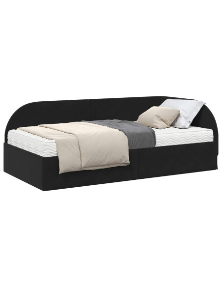 Struttura Letto Angolare con Materasso 2 pcs Nero Velluto