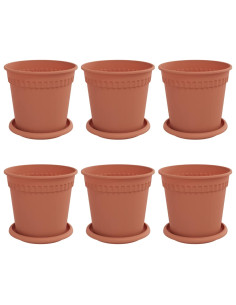 Vasi per Piante 6 pcs Rosso Mattone Ø 17 x 14 cm Plastica 2