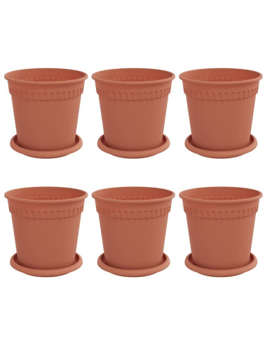 Vasi per Piante 6 pcs Rosso Mattone Ø 17 x 14 cm Plastica