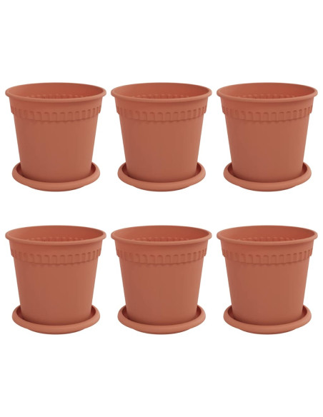 Vasi per Piante 6 pcs Rosso Mattone Ø 17 x 14 cm Plastica