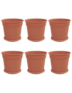Vasi per Piante 6 pcs Rosso Mattone Ø 19 x 16 cm Plastica 2