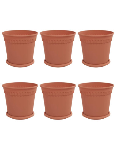Vasi per Piante 6 pcs Rosso Mattone Ø 19 x 16 cm Plastica