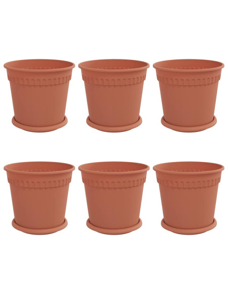 Vasi per Piante 6 pcs Rosso Mattone Ø 19 x 16 cm Plastica