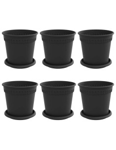 Vasi per Piante 6 pcs Nero Ø 17 x 14 cm Plastica 2