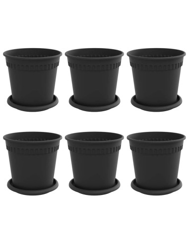 Vasi per Piante 6 pcs Nero Ø 17 x 14 cm Plastica