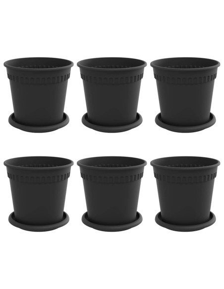 Vasi per Piante 6 pcs Nero Ø 17 x 14 cm Plastica