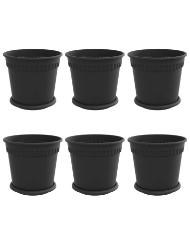 Vasi per Piante 6 pcs Nero Ø 19 x 16 cm Plastica