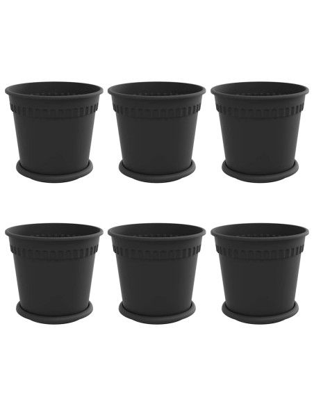 Vasi per Piante 6 pcs Nero Ø 19 x 16 cm Plastica