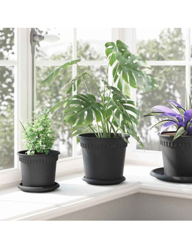Vasi per Piante 6 pcs Nero Ø 19 x 16 cm Plastica