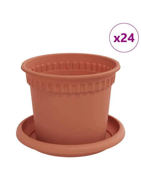 Vasi per Piante 24 pcs Rosso Mattone Ø 12,5 x 10 cm Plastica