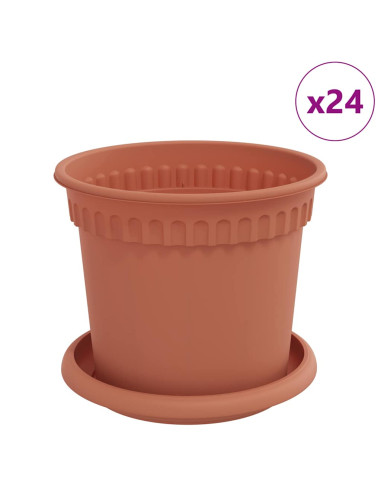 Vasi per Piante 24 pcs Rosso Mattone Ø 15 x 12 cm Plastica