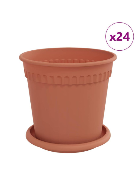 Vasi per Piante 24 pcs Rosso Mattone Ø 17 x 14 cm Plastica