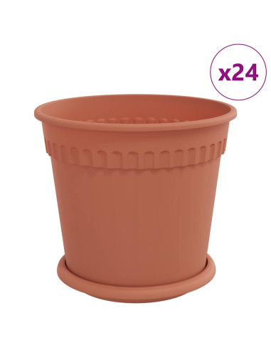 Vasi per Piante 24 pcs Rosso Mattone Ø 19 x 16 cm Plastica