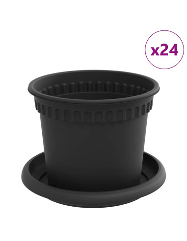 Vasi per Piante 24 pcs Nero Ø 12,5 x 10 cm Plastica