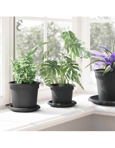 Vasi per Piante 24 pcs Nero Ø 12,5 x 10 cm Plastica