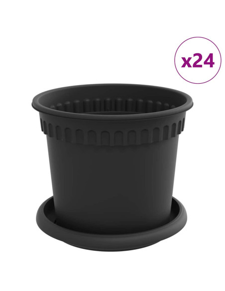 Vasi per Piante 24 pcs Nero Ø 15 x 12 cm Plastica