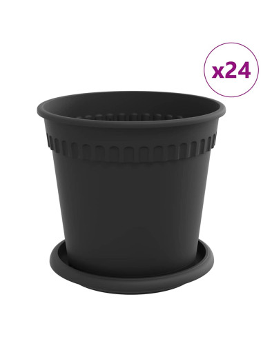 Vasi per Piante 24 pcs Nero Ø 17 x 14 cm Plastica