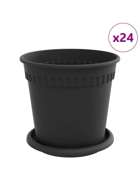 Vasi per Piante 24 pcs Nero Ø 17 x 14 cm Plastica