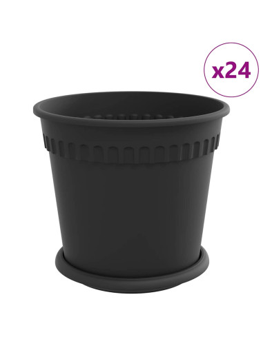 Vasi per Piante 24 pcs Nero Ø 19 x 16 cm Plastica