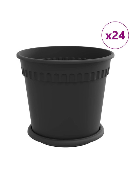Vasi per Piante 24 pcs Nero Ø 19 x 16 cm Plastica