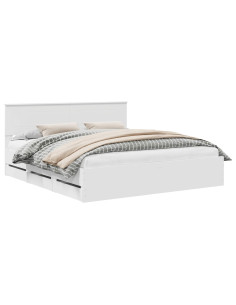 Struttura del letto Bianco 200 x 200 cm Legno Ingegnerizzato 2