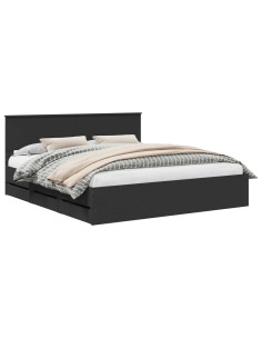 Struttura del letto Nero 200 x 200 cm Legno Ingegnerizzato 2