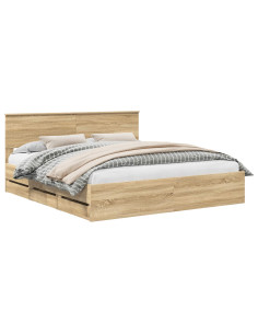 Struttura del letto con cassetto Rovere Sonoma 200 x 200 cm 2