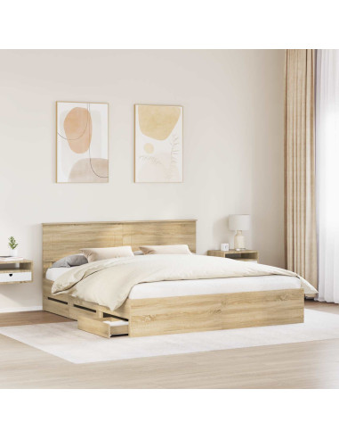 Struttura del letto con cassetto Rovere Sonoma 200 x 200 cm