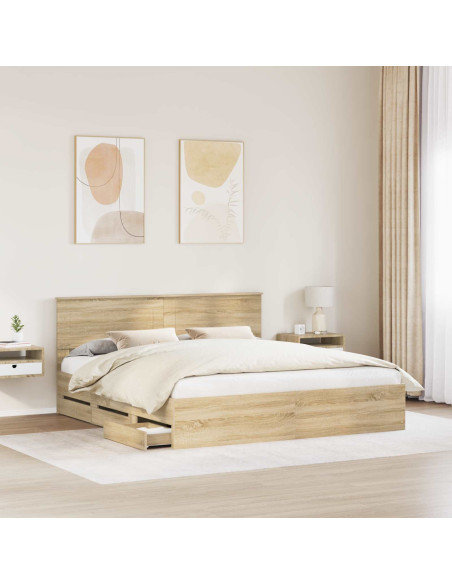 Struttura del letto con cassetto Rovere Sonoma 200 x 200 cm