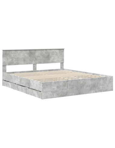 Struttura del letto con cassetto Grigio cemento 200 x 200 cm