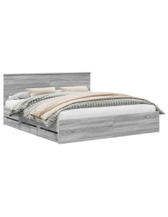 Struttura del letto con cassetto Grigio Sonoma 200 x 200 cm 2