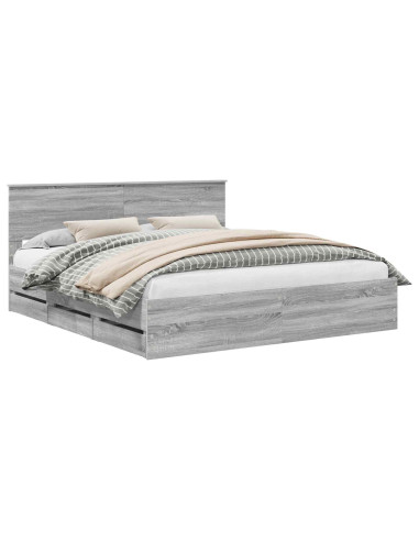 Struttura del letto con cassetto Grigio Sonoma 200 x 200 cm