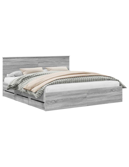 Struttura del letto con cassetto Grigio Sonoma 200 x 200 cm