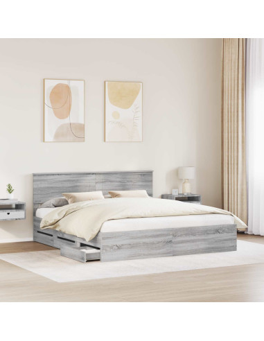 Struttura del letto con cassetto Grigio Sonoma 200 x 200 cm