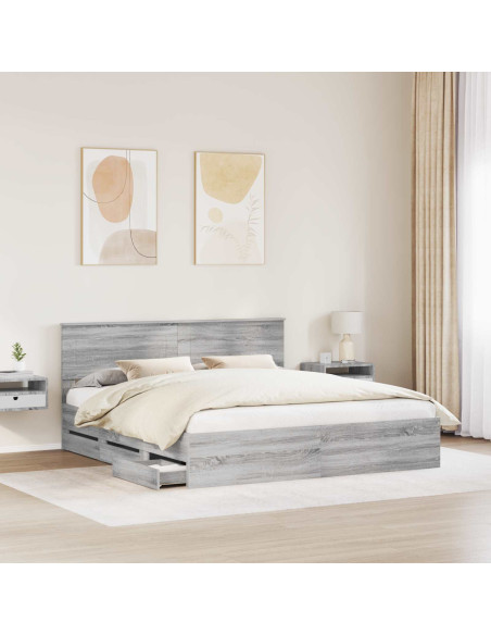 Struttura del letto con cassetto Grigio Sonoma 200 x 200 cm
