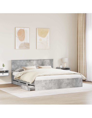 Struttura del letto con cassetto Grigio cemento 180 x 200 cm