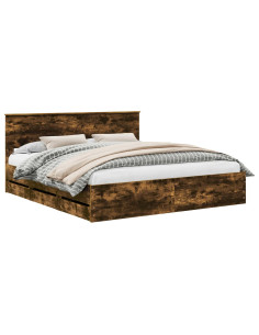 Struttura del letto con cassetto Rovere fumé 180 x 200 cm 2