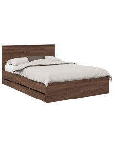 Struttura del letto con cassetto Rovere Marrone 150 x 200 cm 2