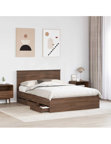 Struttura del letto con cassetto Rovere Marrone 150 x 200 cm