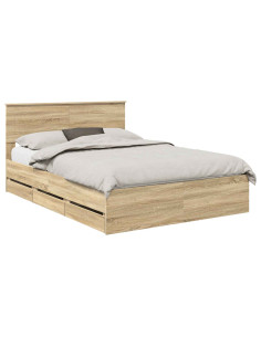 Struttura del letto con cassetto Rovere Sonoma 140 x 190 cm 2