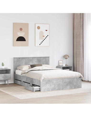 Struttura del letto con cassetto Grigio cemento 140 x 190 cm