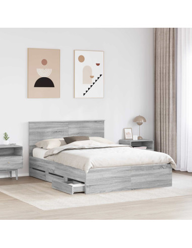 Struttura del letto con cassetto Grigio Sonoma 140 x 200 cm