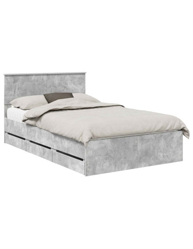 Struttura del letto con cassetto Grigio cemento 135 x 190 cm